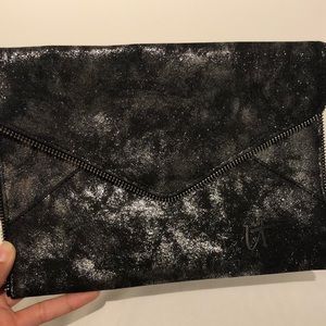 Metallic makeup brush pouch